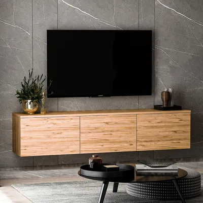 Produktbild von Surrigone - Fernsehschrank, 160x32x35h cm Eichenbraun, 3 Fächer