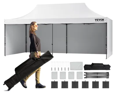 Obrázok produktu pre VEVOR altánok 304,8x609,6x320cm záhradný stan 500DPolyuretánstrieborná tkanina skladací altánok výškovo nastaviteľný vrátane úložnej tašky párty stan 12-16 osôb pop up stan záhradný altánok na kempovanie