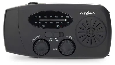 Produktbild von Nedis Notfallradio - Tisch Ausführumg - AM / FM - Akkubetrieben / Handkurbel / Stromversorgung über USB - Schwarz