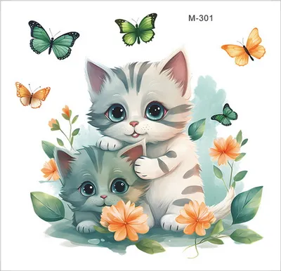 Produktbild von Cartoon Katze Schmetterlinge Toilettenaufkleber Abnehmbarer selbstklebender wasserdichter PVC-Wandaufkleber für Wohnzimmer Schlafzimmer Badezimmer Wanddekoration Tierblumenaufkleber