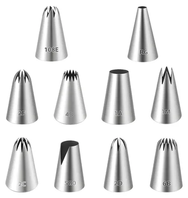 Produktbild von Spritztüllen Set - 10-teilig mit Spritzbeutel und Düsen - Backzubehör für Tortendekoration - 10-teilig