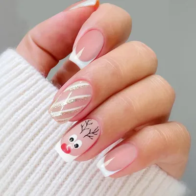 Immagine prodotto di Adesivi per unghie a forma di fiocchi di neve, decorazioni natalizie, glitter, crema rosa, gel per unghie, adesivi per unghie, induribili con luce UV