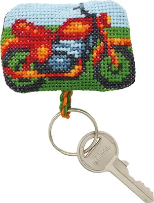 Immagine prodotto di Kit Permin per il ricamo a punto croce del portachiavi "Mototrcycle", 7x5cm