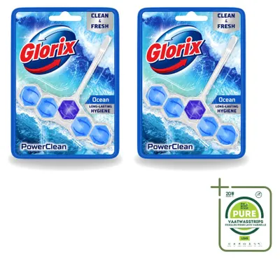 Produktbild von 2 x Glorix Toiletblock Power Clean Ocean - Großpackung - 2 Stücke