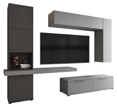 Image de Dubino - Étagère Murale, Noir Anthracite, 9 Étagères