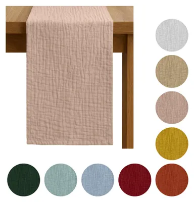 Produktbild von Zarter MUSSELIN-TISCHLÄUFER, puderrosa 40×275 cm