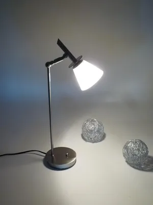 Produktbild von Moderne Tischleuchte Kathy Drehgelenk Lampe Nickel Glas weiß Fassung G9