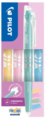Produktbild von PILOT FriXion Light 4er Set Pastell Textmarker – radierbar, Stiftform, Keilspitze