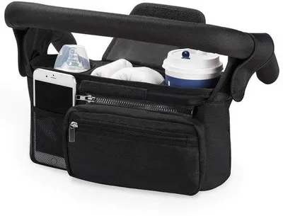 Produktbild von Famanu Organizer für Kinderwagen - mit isolierter Becherhalterung - Schwarz