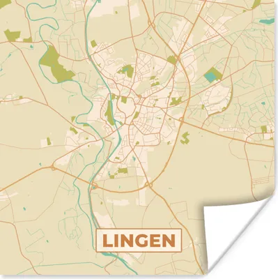 Produktbild von MuchoWow® Poster Lingen - Karte - Vintage - Stadtplan 75x75 cm - Wand Dekoration