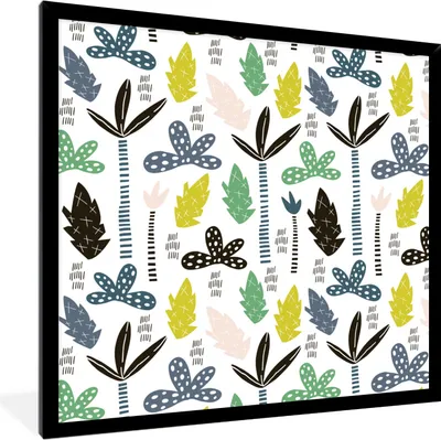 Produktbild von MuchoWow® MuchoWow® Gerahmtes Poster Dschungel - Muster - Abstrakt 40x40 cm - Poster mit zchwarzem Bilderrahmen - Mit Rahmen - Wanddekoration Schlafzimmer