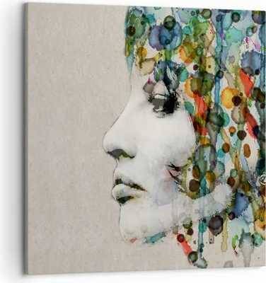 Produktbild von Bild auf Leinwand - Leinwandbild - Gesicht Frau - 50x50cm - Wand Bild - Wanddeko - Wandbilder - Leinwanddruck - Bilder - Kunstdruck - Wanddekoration - Leinwand bilder - Wandkunst - AC50x50-3533