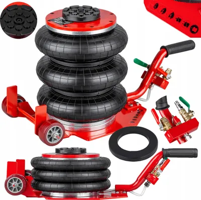 Produktbild von Pneumatischer Wagenheber 3,5T mit kurzen Griff Pulverlackiert Rangierwagenheber SET mit Gummiauflage Luftkissen