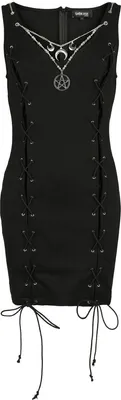 Produktbild von Gothicana by EMP Damen schwarzes kurzes Jerseykleid mit Schnürung XL