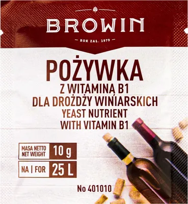 Zdjęcie produktu dla SuperButelki - Pożywka dla drożdży winiarskich wit. B1- 10 g, 25l, fermentacyjna, winna, wspomagacz fermentacji, z tiaminy, aktywator enologiczny