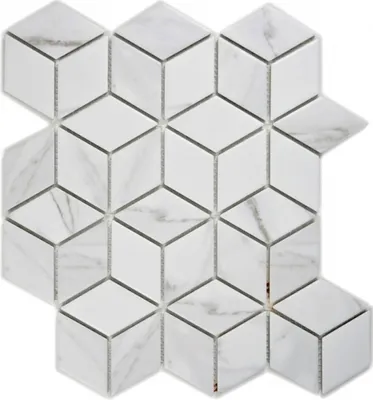 Produktbild von Mosaik Fliese Keramik weiß Diamant POV Carrara Optik Wandfliesen Badfliese MOS13-0102