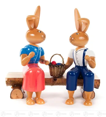 Produktbild von Hasenbank mit 2 Hasen Höhe = 21cm NEU