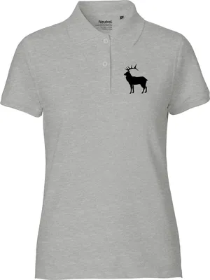 Produktbild von Huuraa Damen Polo Shirt Hirsch Silhouette XS Sport Grey Bio Baumwolle Fairtrade Poloshirt Geschenkidee
