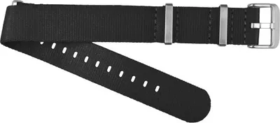 Zdjęcie produktu dla Nylonowy pasek do zegarka ClassicWatchStraps wykonany z bezpiecznego materiału - czarny, 20 mm, szczotkowany srebrny