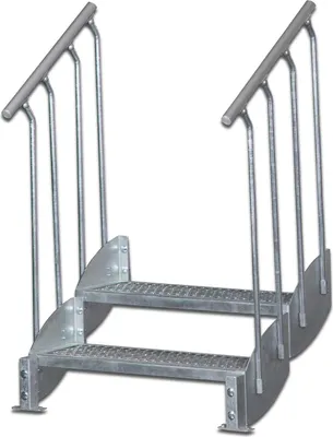 Produktbild von Wangentreppe | Höhe: 56-60 cm, Stufenbreite: 100 cm | Beidseitiges Geländer