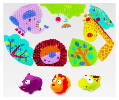 Produktbild von Knorrtoys ESCABBO Bademattenset Dschungelsafari mit Badewannenspritzfiguren