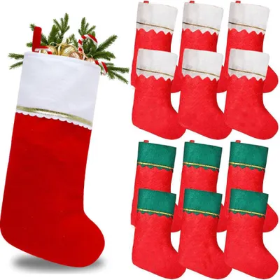 Produktbild von Weihnachtsstrümpfe 12 Stück – Befüllbare Weihnachtsstrümpfe – Christbaumschmuck – Aufhängen – Weihnachtsdekoration für Kamin, Wand und Treppe