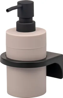 Produktbild von bremermann Seifenspender SAVONA mit Soft-Touch inkl. Wandhalterung, runder Flüssigseifenspender aus taupefarbenem Kunststoff