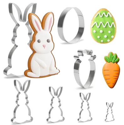 Produktbild von Ausstechformen, 7-teiliges Set, Weihnachtsplätzchenausstecher, Hase, Karotte, Ei, ideales Weihnachtsgeschenk & für Weihnachtsplätzchen (7 Stück)