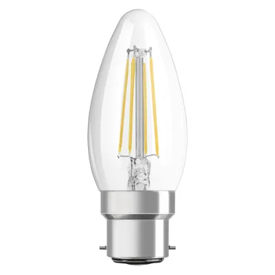 Produktbild von Ledvance Classic Performance LED Glühbirne B22d Kerze Fadenlampe Klar 4W 470lm - 827 Extra Warmweiß | Ersatz für 40W