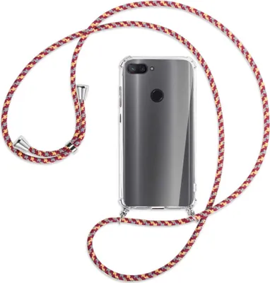 Produktbild von Handykette Backcover-Schutzhülle mit Band (Metall silberfarben) für Xiaomi Mi 8 Lite - weinrot/gelb/grau