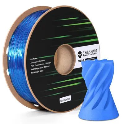 Produktbild von SainSmart Hohe Fließfähigkeit Transluzentes TPU Filament 1,75mm für Hochgeschwindigkeitsdruck 500 mm/s, 1kg, Blau – transparentes Blau