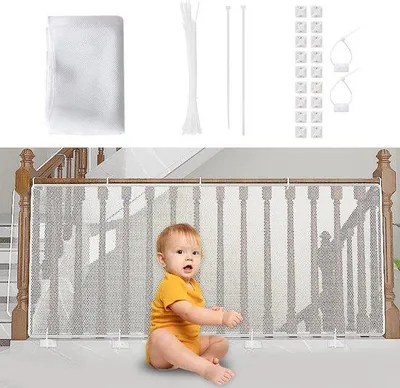 Productafbeelding van Unyqoos® veiligheidsnet voor kinderen – beschermingsnet voor balkon en trappenhuis, scheurbestendig, kleine mazen (honingraatstructuur), 300 x 90 cm