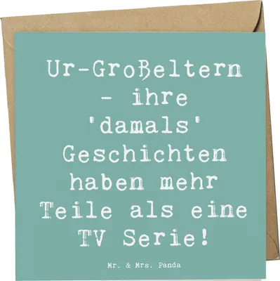 Produktbild von Mr. & Mrs. Panda Klappkarte Spruch Ur-Großeltern Geschichten - Meeresbrise - Geschenk, Lächeln, doppelkarte, faltkarte, Grußkarte, herzerwärmende Sprüche, Ahnen, Familie