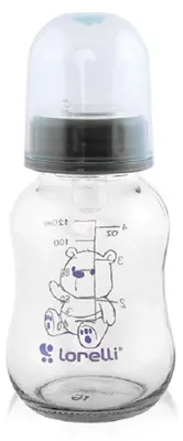 Produktbild von Lorelli Baby Glasflasche 120 ml Babyflasche, Trinkglasflasche, Deckel, Sauger