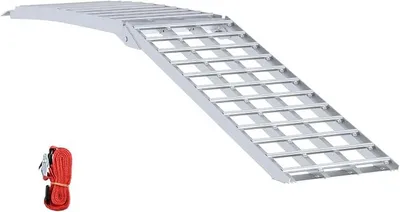Produktbild von Motorradrampe 680 kg aus Aluminium - Faltbare Auffahrrampe für Motorrad, Quad und Rasenmäher - 230 x 44 cm Laderampe Silber
