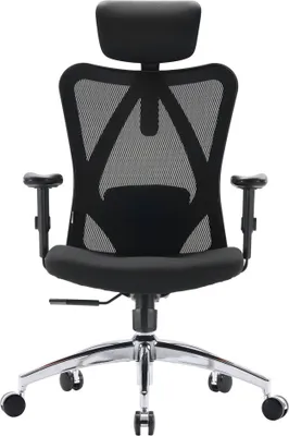 Produktbild von Sihoo Profi Bürostuhl M18-M148 Ergonomischer Schreibtischstuhl mit Armlehnen (höhenverstellbar) Stoff / Netzstoff Schwarz Drehstuhl für Büro, Zuhause