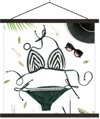 Produktbild von MuchoWow® Textilposter Bikini - Schwarz - Weiß 40x40 cm mit schwarzem Rahmen - Fotos