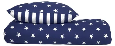 Produktbild von SCHIESSER Bettwäscheset Sterne | Sterne | Feinbiber | 2-teilig | 100% Baumwolle | Kuschelweich | YKK-Reißverschluss | 155x220 cm + 80x80 cm | Blau