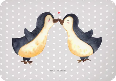 Produktbild von Mr. & Mrs. Panda Kühlschrankmagnet Pinguin Liebe - Grau Pastell - Geschenk, Vertraut, Hochzeit, büromagnet, whiteboardmagnet, Hochzeitstag, Freundin, zettelhalter, Love