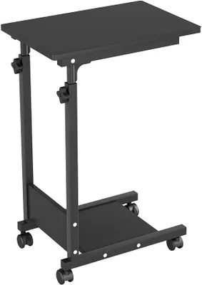 Produktbild von Beistelltisch in C-Form – Banktisch – Laptop-Arbeitsfläche – Mit arretierbaren Rollen – 565 x 37 cm – Schwarz