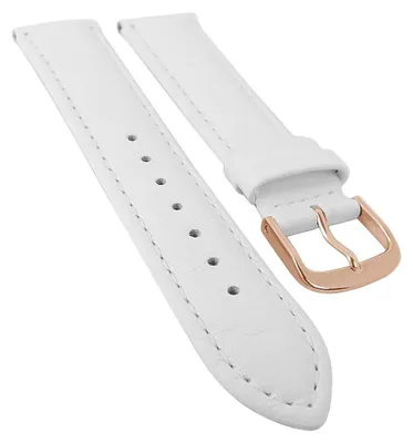 Produktbild von Taurus Uhrenarmband | Kalbsleder weiß mit Naht, Standardlänge 30169, Stegbreite:16mm, Schließe:Roséfarben