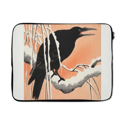 Produktbild von MuchoWow® Laptop Hülle 15 Zoll Vintage - Krähe - Vogel - Tiere - Zweig Laptoptasche - Laptoptasche - Sleeve - Rundum-Schutz