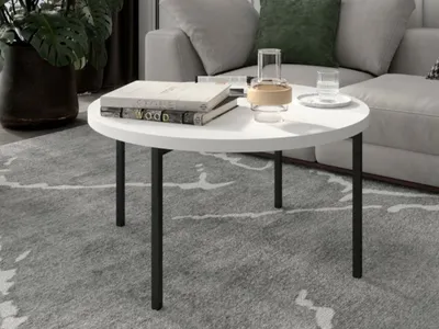 Produktbild von GrainGold Couchtisch Sevilla - Couchtisch Rund, Wohnzimmer Couchtisch, Moderne Couchtisch - Couchtisch Weiß Matt