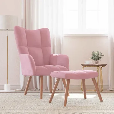 Immagine prodotto di Maison Exclusive - Poltrona relax con poggiapiedi in velluto rosa