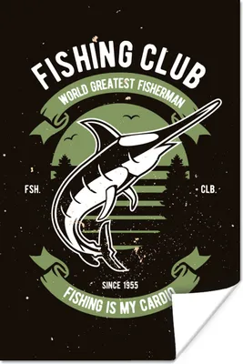 Produktbild von MuchoWow® Poster Fisch - Retro - Illustration 120x180 cm - Kunstposter