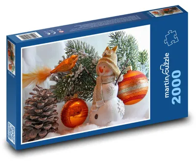 Obrázok produktu pre Puzzle 2000 Vianočný snehuliak s ozdobami - martinpuzzle