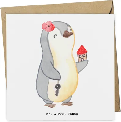 Produktbild von Mr. & Mrs. Panda Klappkarte Immobilienmaklerin Herz - Weiß - Geschenk, Ausbildung, Immobilienkauffrau, doppelkarte, faltkarte, Grußkarte, Glückwunschkarte, Vermieter