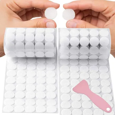 Produktbild von Klettpunkte Selbstklebend 20 mm, 200 Stück Klett Klebepunkte, 200 Paar Klettband Selbstklebend Weiß, mit Plastikspachtel
