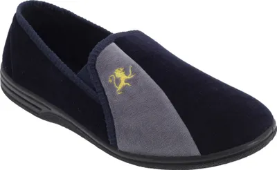 Produktbild von Zedzzz Herren Aaron Velours-Hausschuhe / Pantoffeln DF840 (42 EU) (Marineblau/Grau)