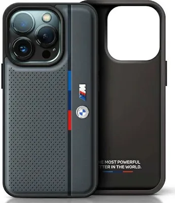 Zdjęcie produktu dla BMW BMHCP16L23PUPVA iPhone 16 Pro6.3 antracyt/anthracite hardcase M Perforated Tricolor Detail Line